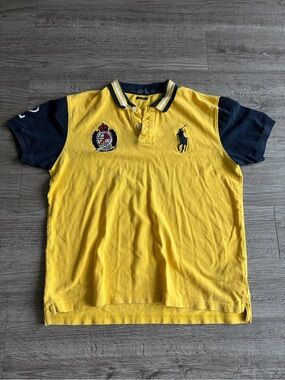Ralph Lauren Yellow Polo with Navy Contrast Sleeves